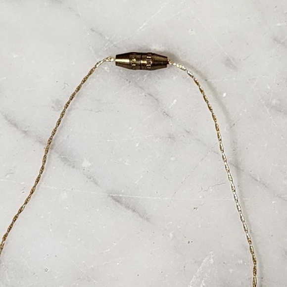 Vintage Acrylic Faux Stone Necklace Beaded Slide Delicate Chain Lightweight Blue - Picture 5 of 6